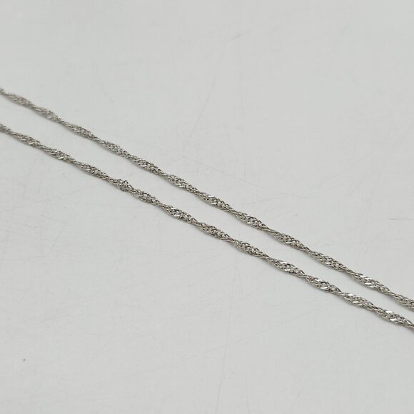 Silver Tone Baby Shoe Pendant Necklace Clear Rhinestone Twisted Rope Chain 18 In - Picture 4 of 6